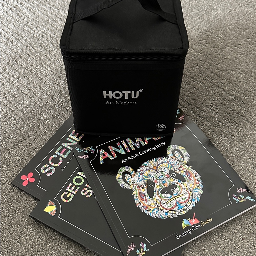Black Art Marker Set and coloring books